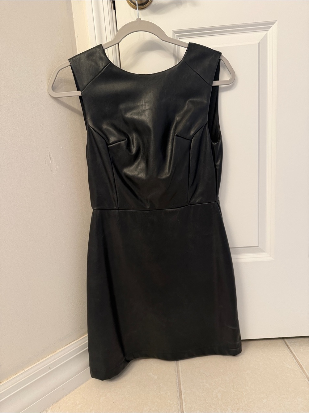She + Sky Black Faux Leather Mini Dress